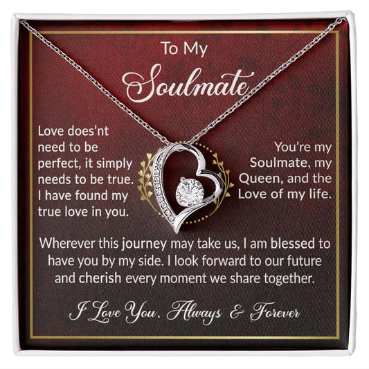 To My Soulmate Gift Necklace with Loving Message Card, Forever Love Pendant Necklace for Soulmate