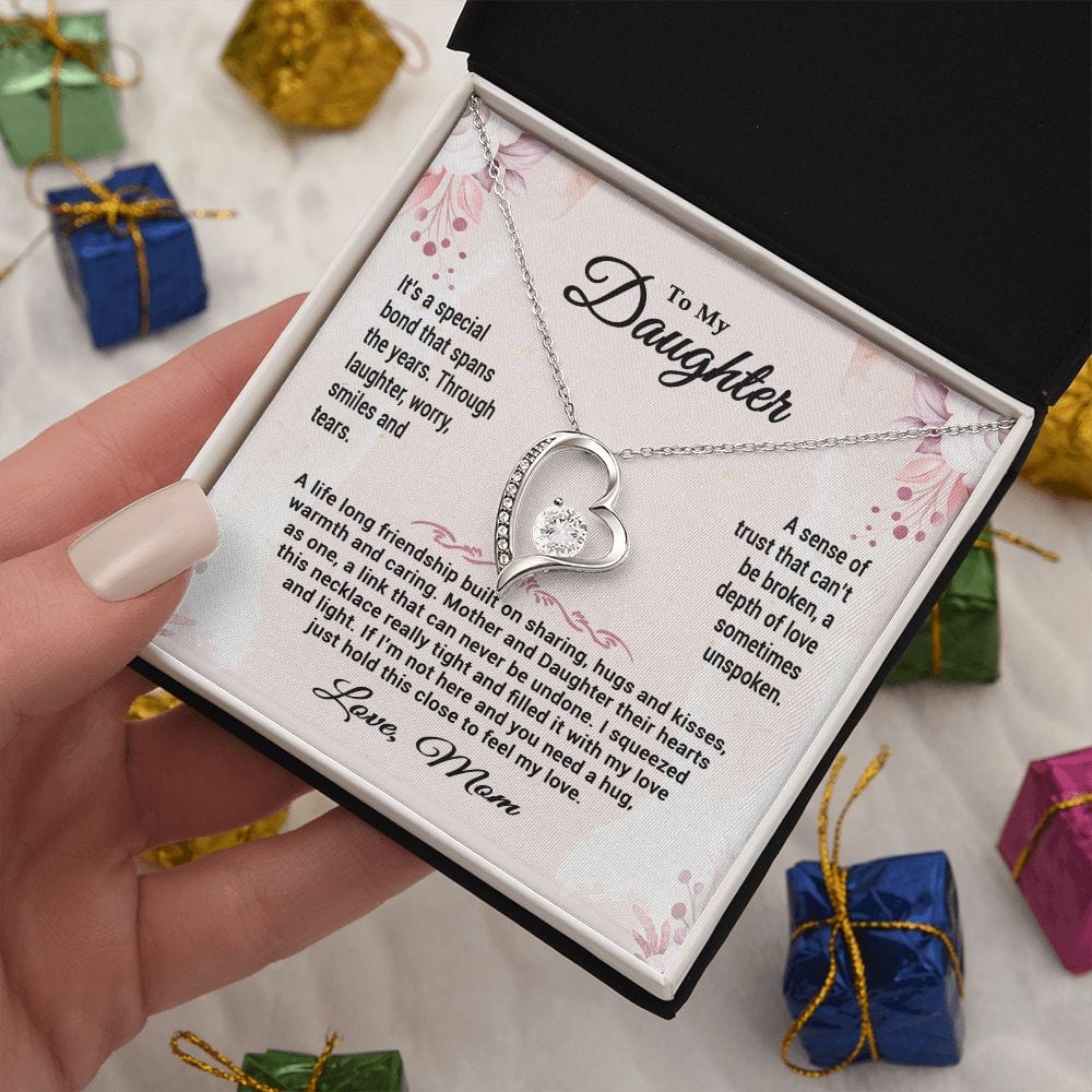 To My Daughter Gift Necklace from Mom / Forever Love Pendant Necklace for Daughter