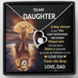 To My Daughter Gift Necklace From Dad, Daughter Birthday Gift from Dad, Message Card Necklace for Daughter, Forever Love Necklace for Her