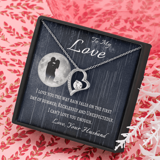 To My Wife Message Card Necklace, To My Love from Husband, Anniversary Gift Necklace for Wife, Birthday Gifts for Wife