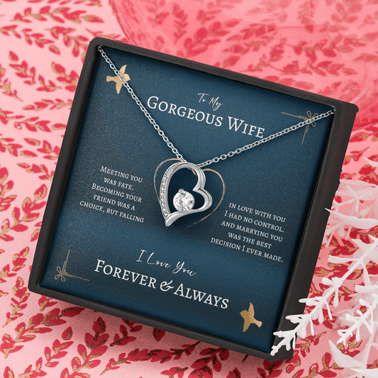 To My Gorgeous Wife Gift Necklace, Forever Love Necklace, Valentine's day Gift Necklace for Wife, Anniversary Gift Necklace for Her