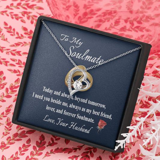 To My Soulmate Message Card Necklace for Wife, To My Wife Gift Necklace, Anniversary Gift for Her, Wife Birthday Present