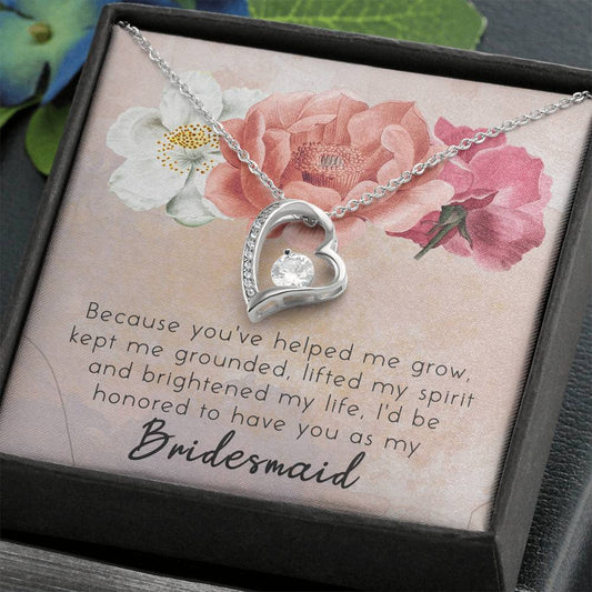 Bridesmaid Gifts /  Forever Love Necklace Gift / Heart Shaped Pendant / Bridesmaid Gift Necklace / Wedding Gifts For Bridesmaid