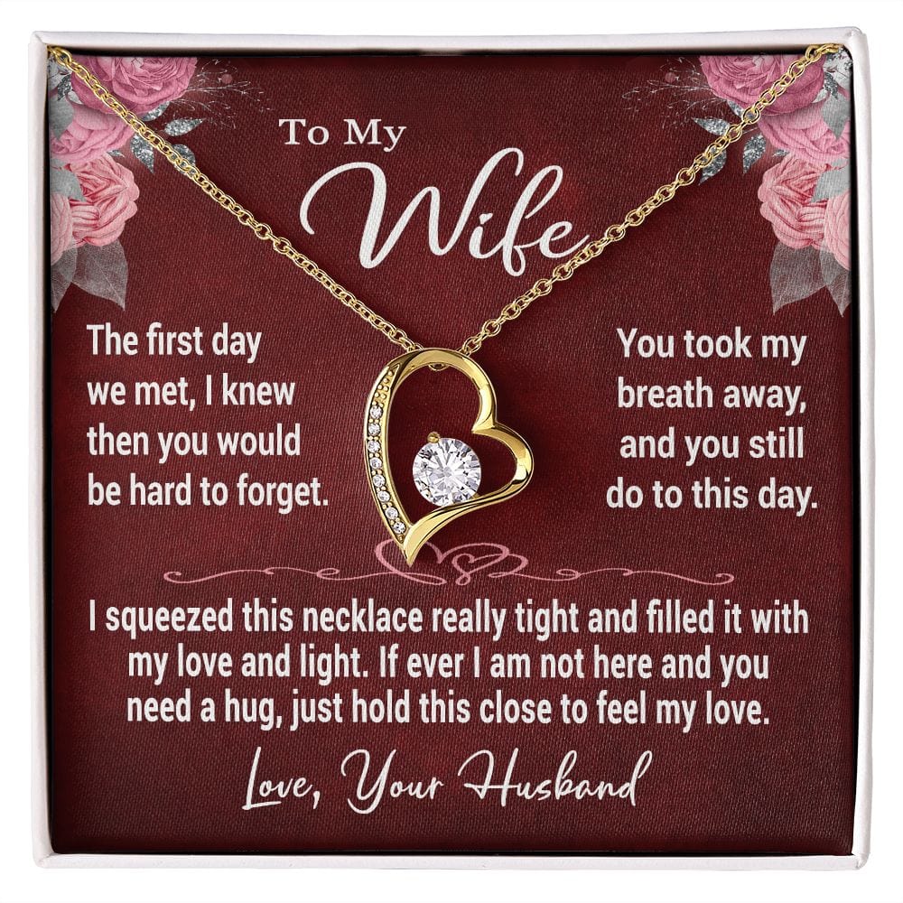To My Wife Gift Necklace, Forever Love Pendant Necklace with Loving Message Card