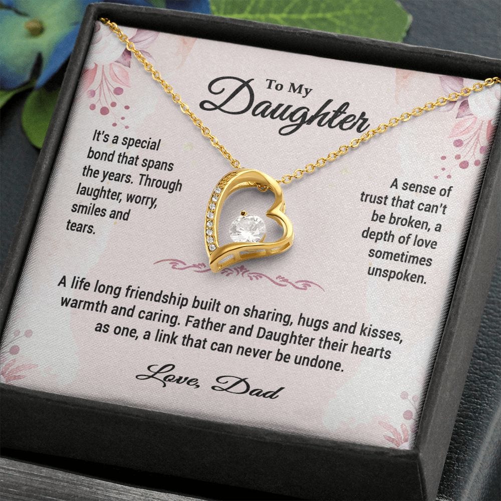 To My Daughter Gift Necklace from Dad / Forever Love Heart Pendant Necklace for Daughter