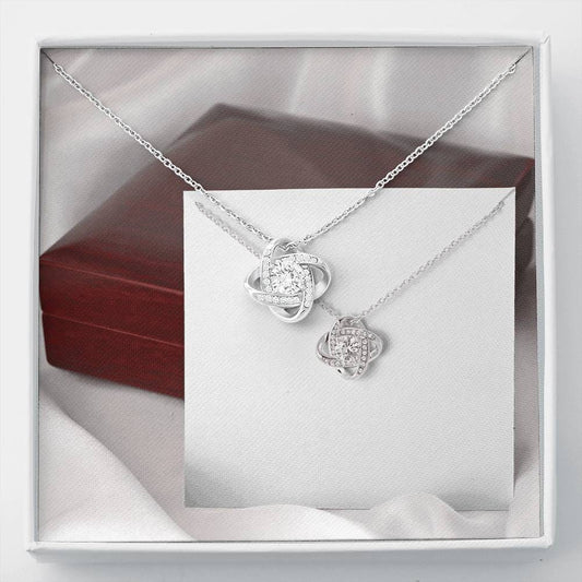 Love Knot Necklace / To Wife From Husband / 14k White Gold Over Stainless Steel Love Knot Necklace