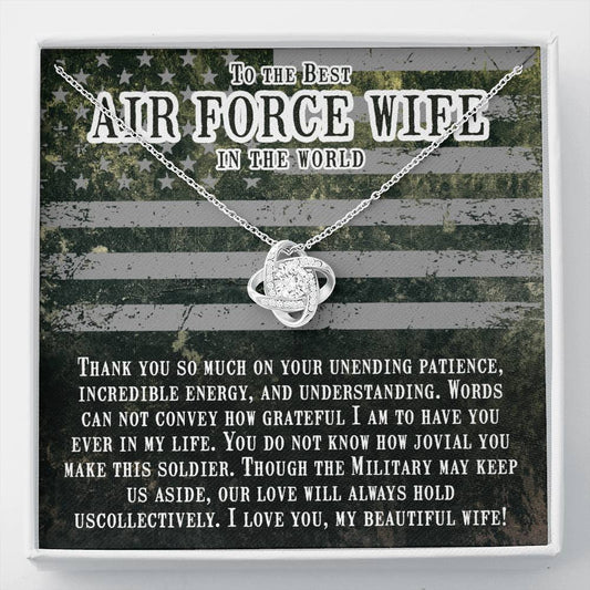 Thank you so much -Air force wife Love Knot Necklace / To Wife From Husband / 14k White Gold Over Stainless Steel Love Knot Necklace