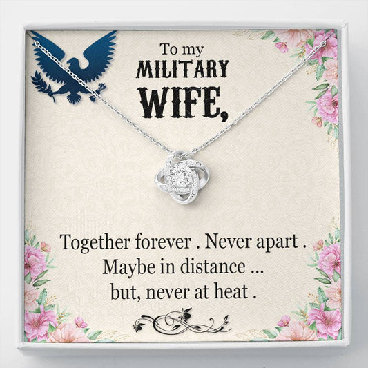 Military wife. Love Knot Necklace / To Wife From Husband / 14k White Gold Over Stainless Steel Love Knot Necklace