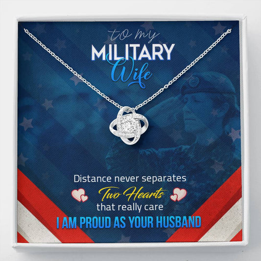 Independance Day-1 Love Knot Necklace / To Wife From Husband / 14k White Gold Over Stainless Steel Love Knot Necklace