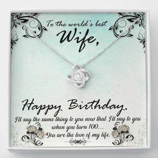 Work -9 Love Knot Necklace / To Wife From Husband / 14k White Gold Over Stainless Steel Love Knot Necklace