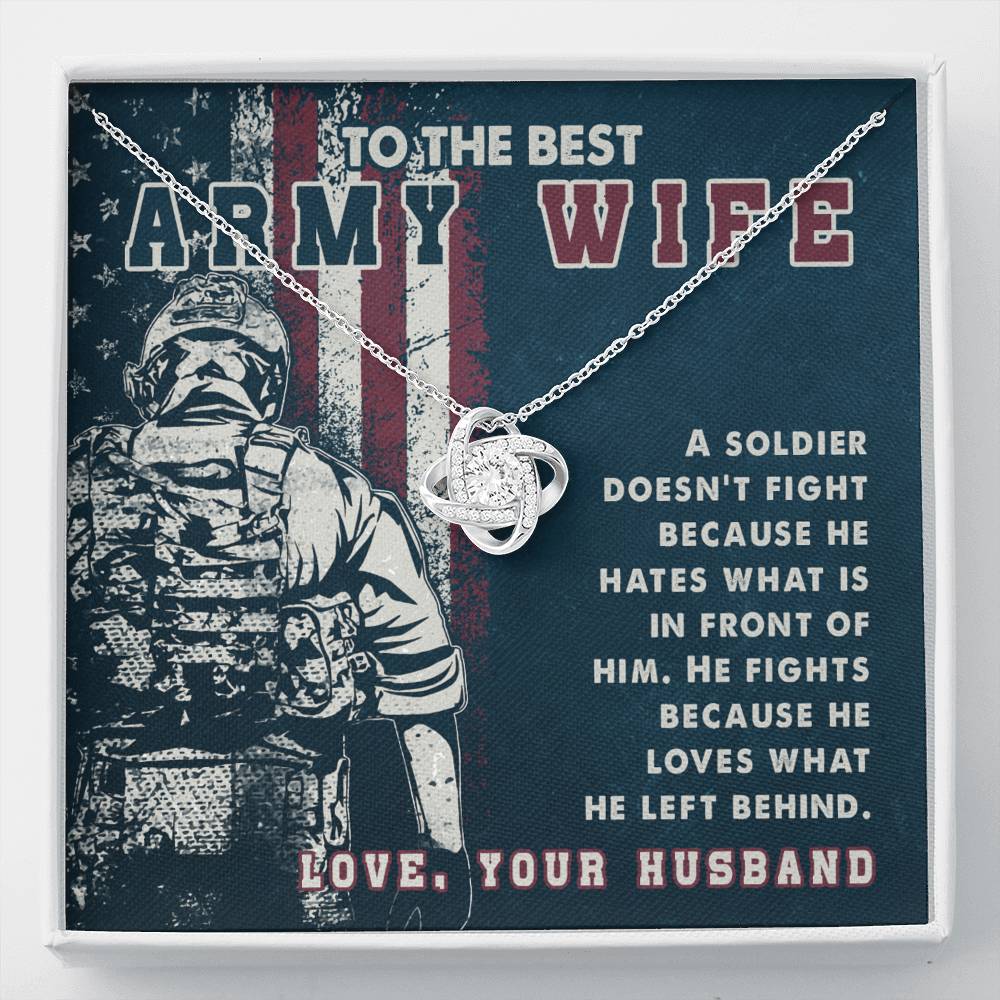 Love Knot Necklace / To My  Army Wife / To Wife From Husband