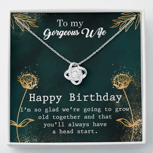Wife_s Birthday-01 Love Knot Necklace / To Wife From Husband / 14k White Gold Over Stainless Steel Love Knot Necklace