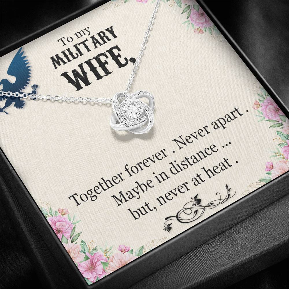 Military wife. Love Knot Necklace / To Wife From Husband / 14k White Gold Over Stainless Steel Love Knot Necklace