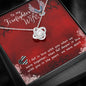 Firefighter wife Love Knot Necklace / To Wife From Husband / 14k White Gold Over Stainless Steel Love Knot Necklace