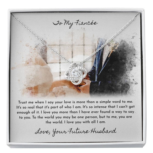 Love Knot Necklace / To My Fiancée Message Card Necklace / Gifts for Future Wife