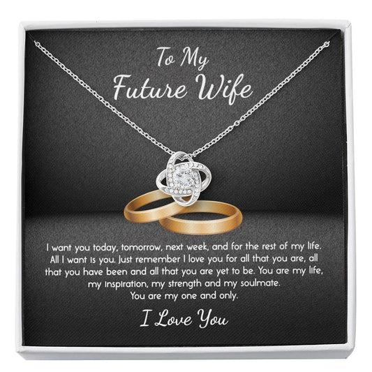 Love Knot Necklace / To My Fiancée Message Card Necklace / Gifts for Future Wife