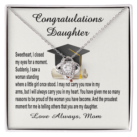 Class Of 2023 Gift Necklace For Daughter, Graduation Gift to Daughter from Mom, Interlocking Hearts Necklace with Message Card for Daughter, High School Graduation, College Graduation Gift for Her