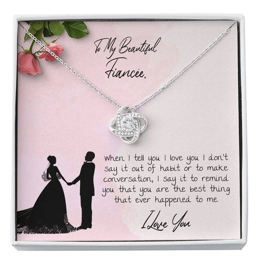 Love Knot Necklace / To My Fiancée Message Card Necklace / Gifts for Future Wife