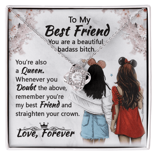 To My Best Friend Gift Necklace, Love Knot Necklace For Bestie, Message Card Jewelry For Best Friend, Birthday Gift for Best Friend, Bestie Gift Necklace