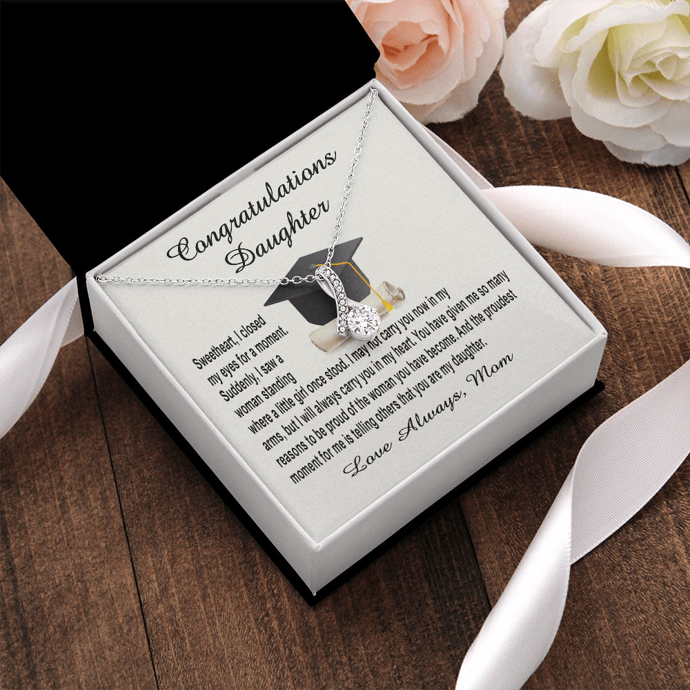 Class Of 2023 Gift Necklace For Daughter, Graduation Gift to Daughter from Mom, Interlocking Hearts Necklace with Message Card for Daughter, High School Graduation, College Graduation Gift for Her