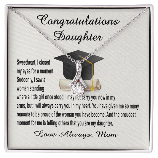 Class Of 2023 Gift Necklace For Daughter, Graduation Gift to Daughter from Mom, Interlocking Hearts Necklace with Message Card for Daughter, High School Graduation, College Graduation Gift for Her