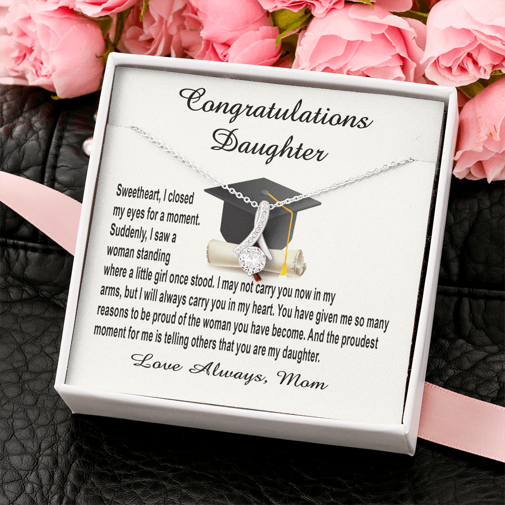 Class Of 2023 Gift Necklace For Daughter, Graduation Gift to Daughter from Mom, Interlocking Hearts Necklace with Message Card for Daughter, High School Graduation, College Graduation Gift for Her