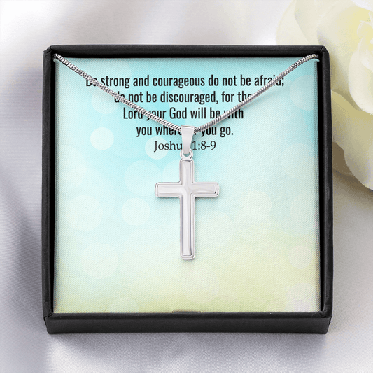 the Lord your god will be with you -bangle Artisan Crafted Cross Necklace with Message Card