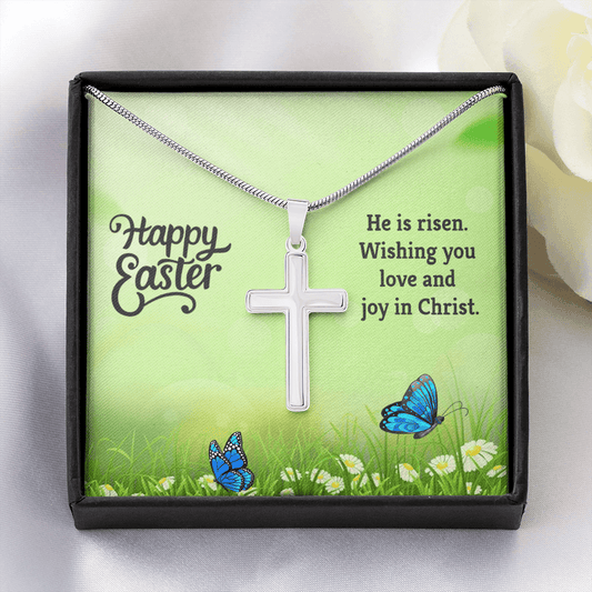 Wishing you love and joy in christ Artisan Crafted Cross Necklace with Message Card