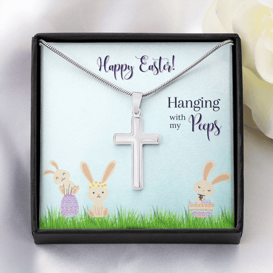 Hanging with my Peeps Artisan Crafted Cross Necklace with Message Card