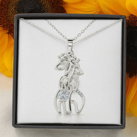 Graceful Love Giraffe Necklace / 14K White Gold or 18K Yellow Gold Finishes / A Perfect Gift for Wives, Girlfriends, Daughters, Granddaughters, Best Friends