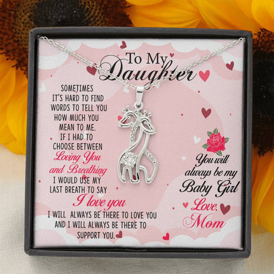To My Daughter Gift Necklace, To Daughter from Mom Giraffe Necklace, Gifts for Daughter Birthday, Mom to Daughter Gifts