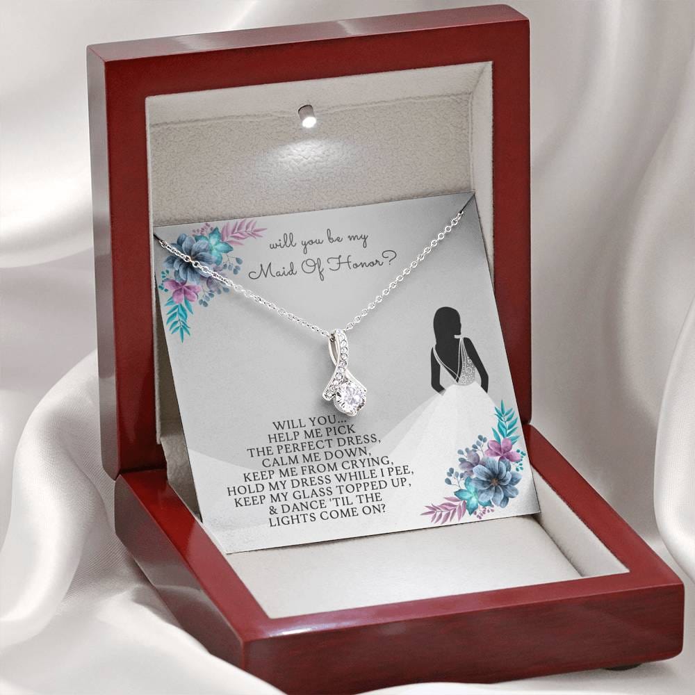 Wedding Gifts / ALLURING BEAUTY Necklace Gift / Petite Ribbon Shaped Pendant Necklace / Maid Of Honor Gifts