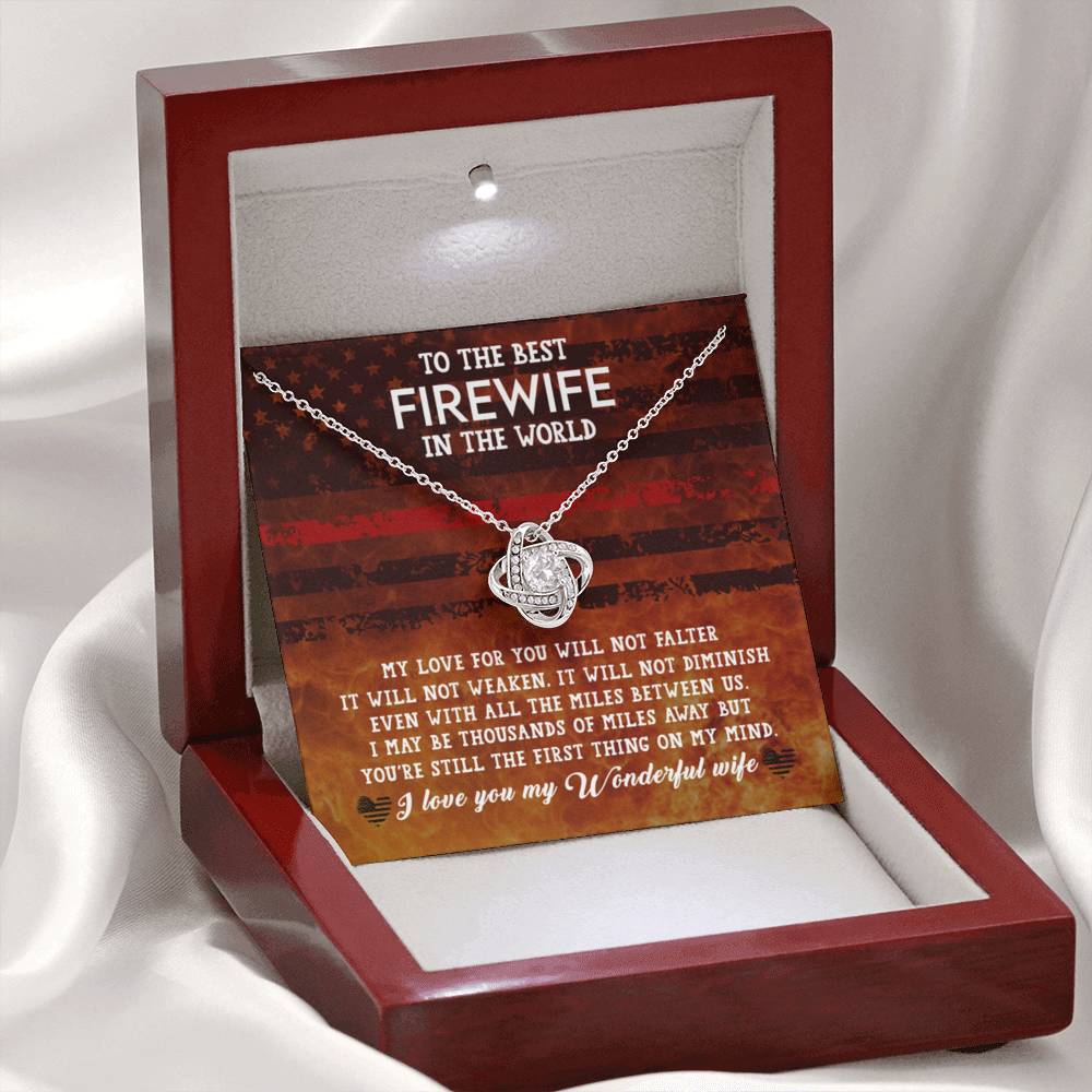 Firewife Independence day design-01 Love Knot Necklace / To Wife From Husband / 14k White Gold Over Stainless Steel Love Knot Necklace