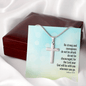 the Lord your god will be with you Artisan Crafted Cross Necklace with Message Card
