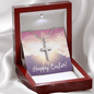 Happy Easter Artisan Crafted Cross Necklace with Message Card