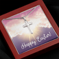 Happy Easter Artisan Crafted Cross Necklace with Message Card