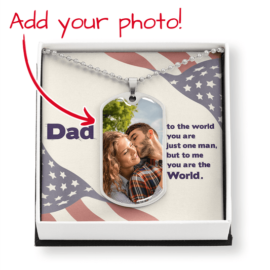 Personalized Photo Upload Dog Tag, Father's Day Gift Necklace, Dad Birthday Gift, Dog Tag Necklace for Dad