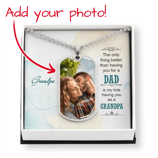 Photo Upload Dog Tag, Father's Day Gift for Grandpa