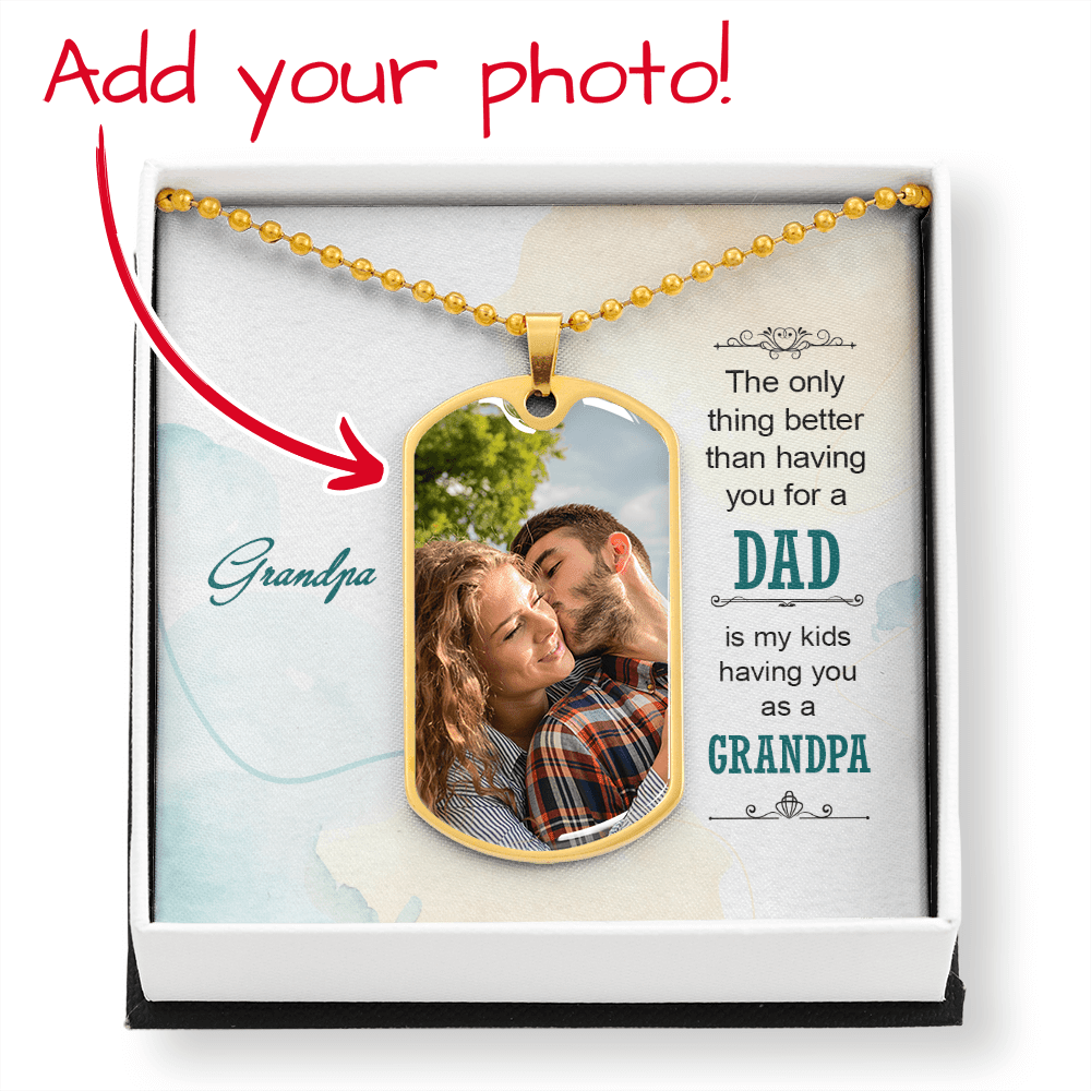 Photo Upload Dog Tag, Father's Day Gift for Grandpa