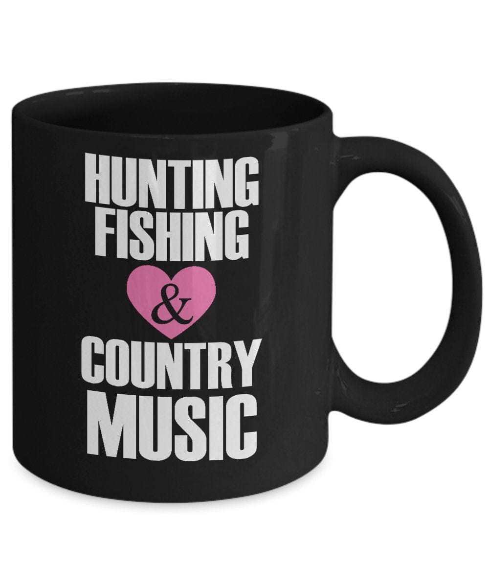 Hunting, Fishing and Country Music Heart Mug