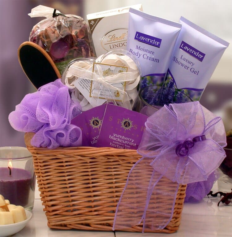 Women's Gift Baskets Spa Gift Basket for Her Lavender Relaxation Spa Gift Basket Set Mother's Day Gift Baskets