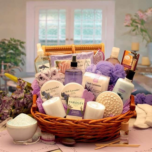 Women's Gift Baskets Spa Gift Basket for Her The Essence of Lavender Spa Gift Basket Mother's Day Gift Baskets