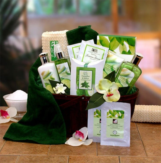 Women's Gift Baskets Spa Gift Basket for Her Mother's Day Gift Baskets Cucumber and Melon Spa Gift Basket